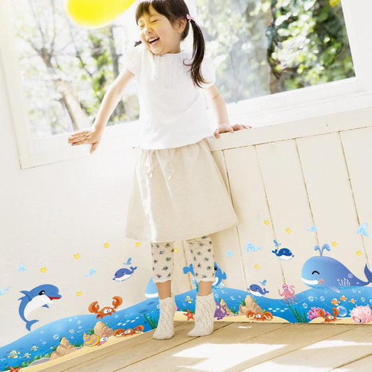 Happy Ocean Baseboard Children Room Bedroom Background Wall Stickers Environmentally Friendly