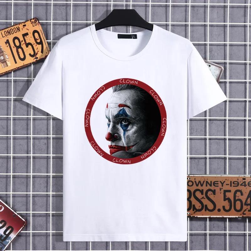 Clown Print T-shirt Casual Thin Shirt Elegant Loose O-Neck Short Sleeve Tees Men Clothing Streetwear Summer