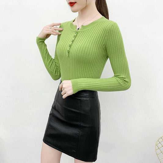 Sweater Women's Pullover Knitwear Long-sleeved Korean Version of Solid Color Slim Tops Trending Sweaters Autumn and Winter Top