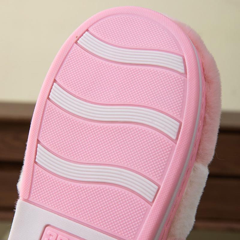Winter Slippers Women Furry Thick Fleece Warm Men Plus Size Slides Straps Home Indoor Casual Slippers Cotton Shoes