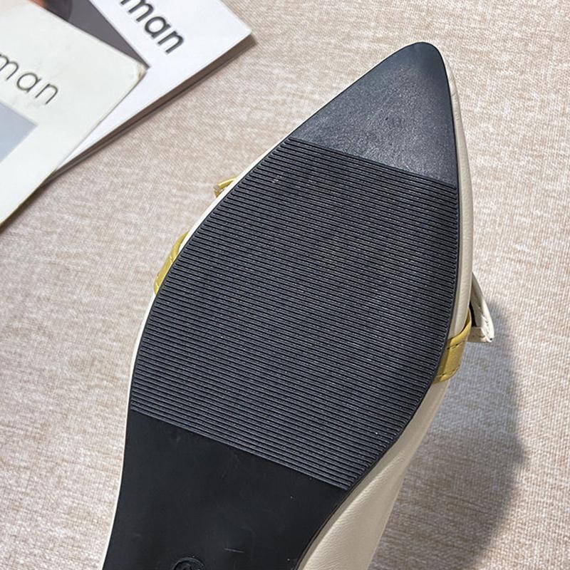 Pointed Toe Flat Single Shoes Women Shallow Mouth Soft Leather Non-slip Soft Sole Women's Shoes Vintage Soft Leather Women's Pointed-toe Flats