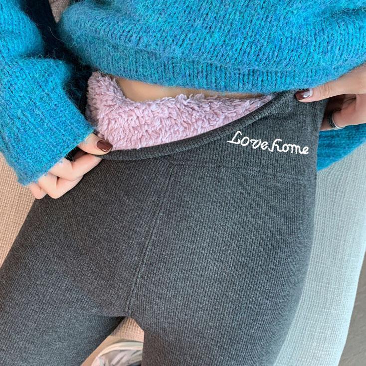 Women Winter Plus Size Lamb Cashmere Slim Leggings High Elastic Waist Versatile Warm Leggings Render Pants