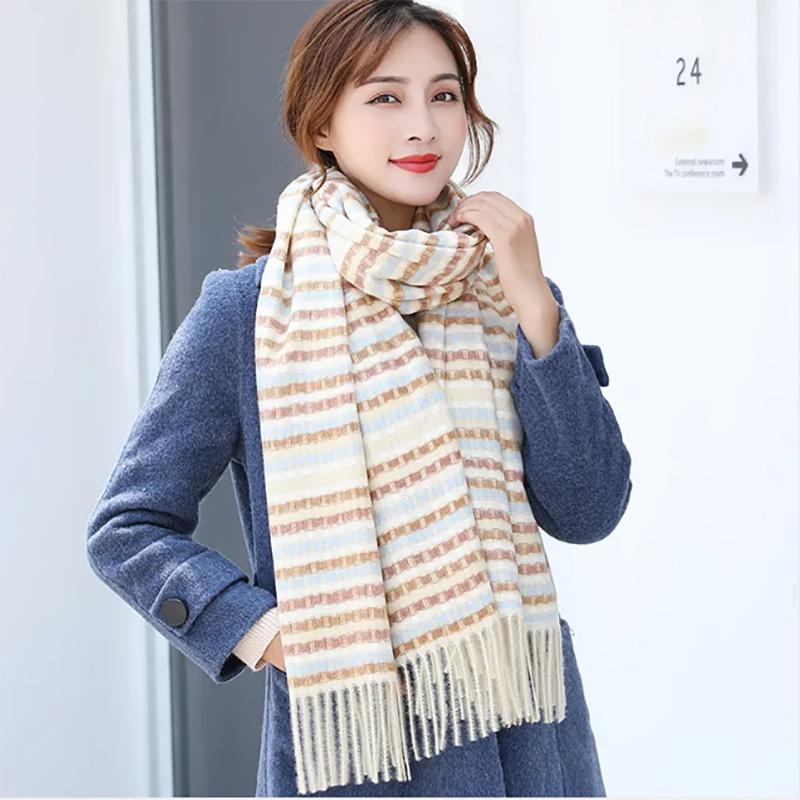Scarf Female Winter Korean Style Plaid Temperament Warmth Shawl All-match Lengthened Thick Bib