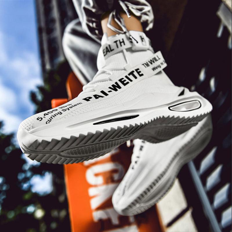 High-top Breathable Flying Woven Socks Spring and Autumn Thick-soled Martin Men's Shoes