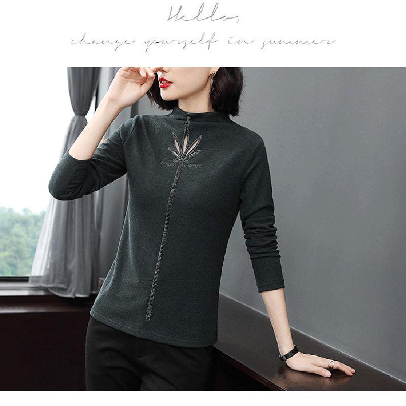 Women letter Embroidered pullover Sweaters Hollow Rhinestone warm Velvet Sweaters long sleeve loose
