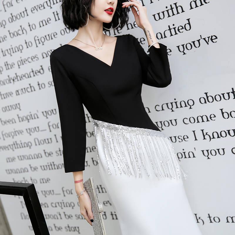 Evening Dress Skirt Female Long-sleeved High-end Elegant Elegance Banquet Evening Dress