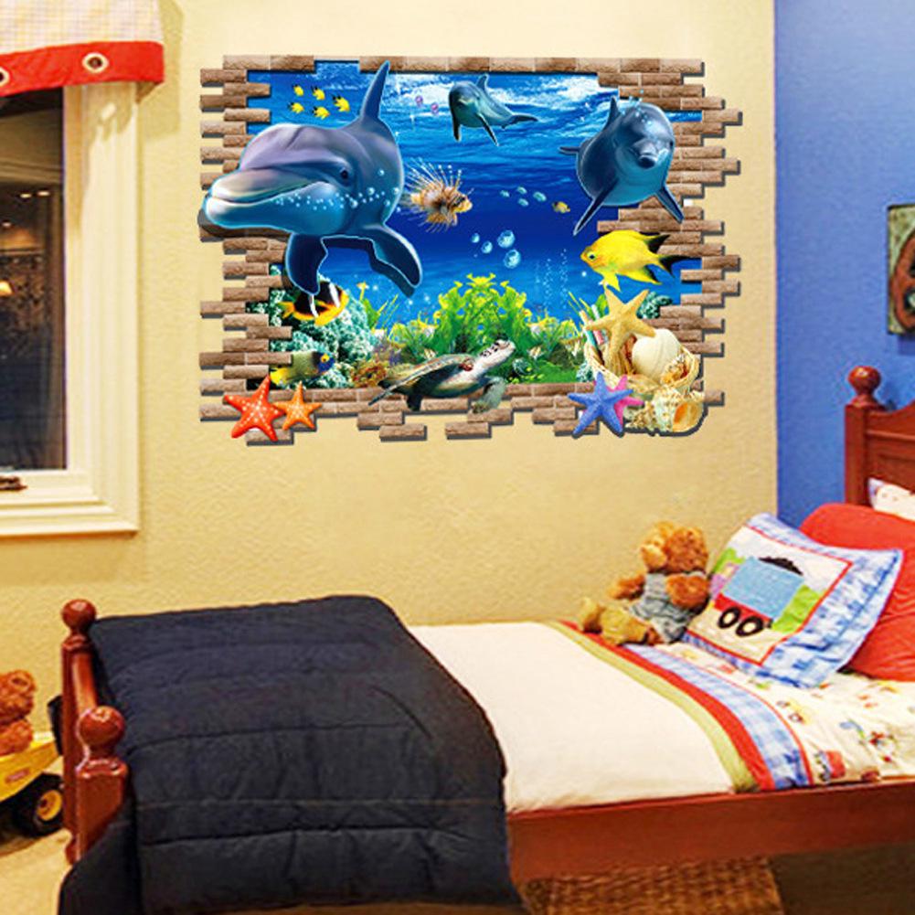 The Undersea World 3d Stereo Poqiang Stickers Children Room Bedroom Sofa Background Decoration Stick