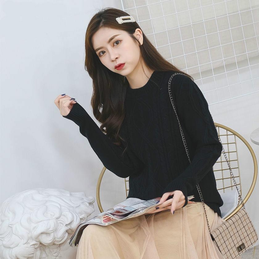 Women Winter Lazy Wind Round Neck Thick Sweater CoatNew Loose Sweater Women's Sleeve