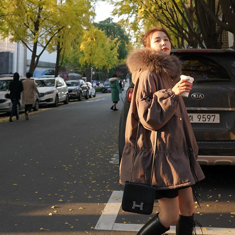 Winter Women's Tooling Parker Clothing Outdoor Fashion Loose Padded Jacket Mid-length Drawstring Slim Women's Padded Jacket