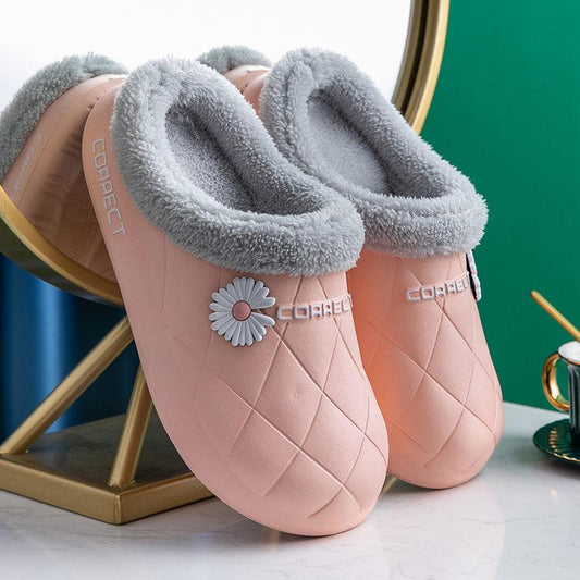 Autumn and Winter Men's and Women's Cotton Slippers Indoor Non-slip Soft-soled Shoes Warm Simple Plush Cotton Shoes