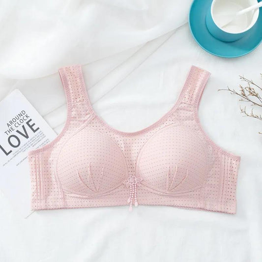 Gathering Adjustable Bra Large Size Thin Women's Bra Without Steel Ring Comfortable Anti-sagging Simple Natural Anti-glare Hollow Bra