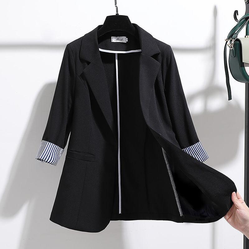 Women's Suit Jacket Slim Fit Drape Thin Sleeves Suit Jacket Elegant Design Ladies Work Wear Temperament Thin Casual Jacket