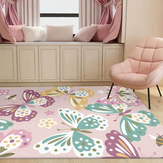 Fashion Modern Carpet Cute Butterfly Sweet Princess Room Bedroom Carpet Living Room Bedside Carpet Doormat