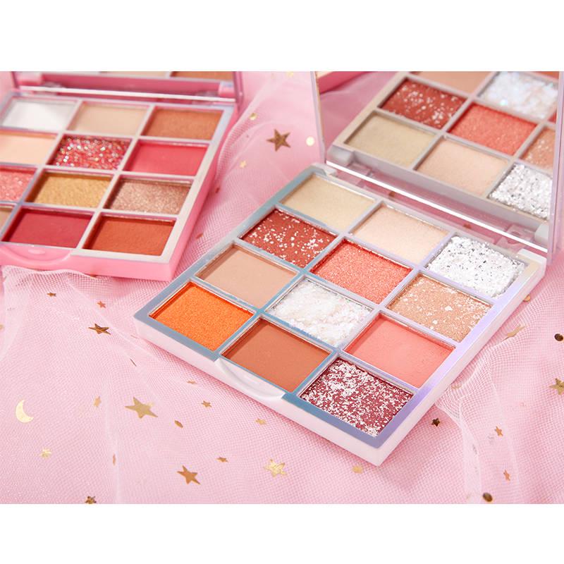 Eyeshadow Palette Matte Pearlescent Waterproof Anti-Sweat Powder 12 color eyeshadow pink pearl