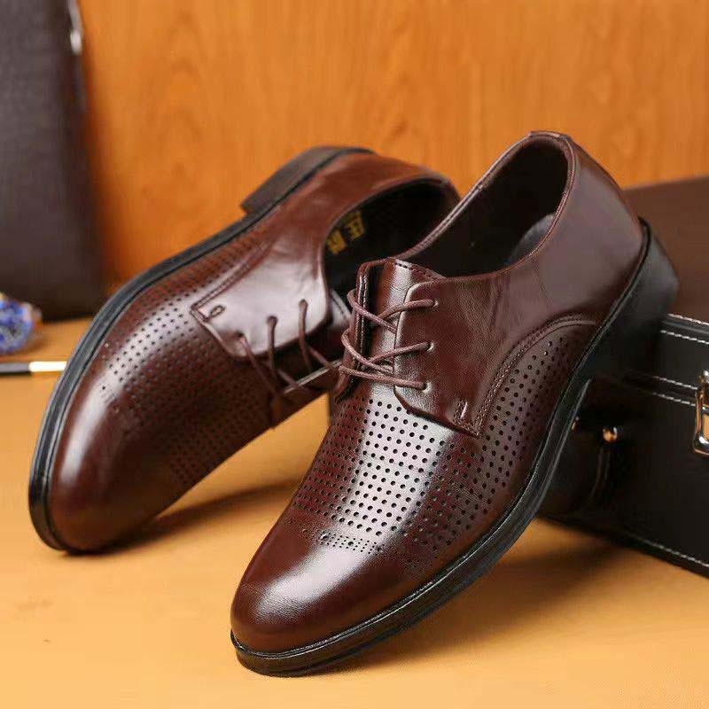 Summer Hollow Breathable Leather Shoes Trend All-match Business Casual Men's Shoes