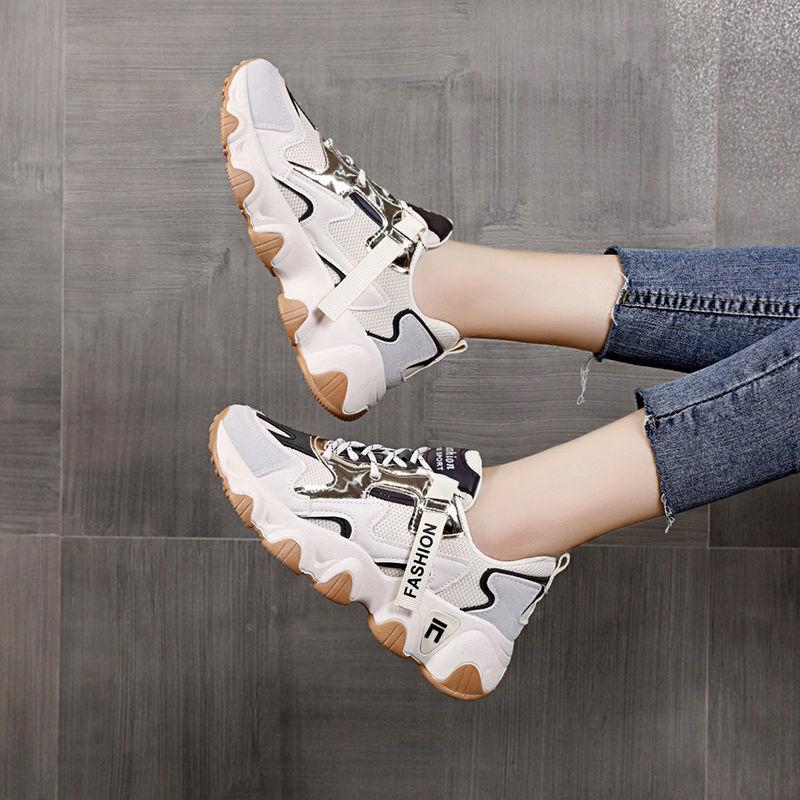 Woman Platform Casual Shoes Ladies Flat Chunky Sneakers Shoes Women Leather Row Shoes