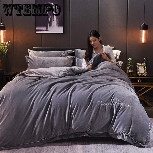 Thick Warm Flannel Winter Coral Fleece Double-sided Baby Cashmere Crystal Quilt Cover