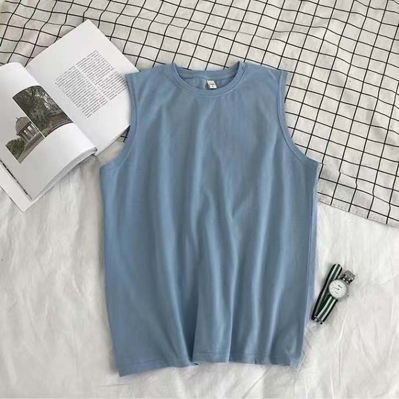 Pure Cotton Vest Summer Loose Solid Color Sleeveless Sports Fitness Waistcoat Vest