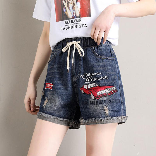 Loose and Thin Wide-leg Shorts Women's Summer Straight Denim Five-point Pants Trend