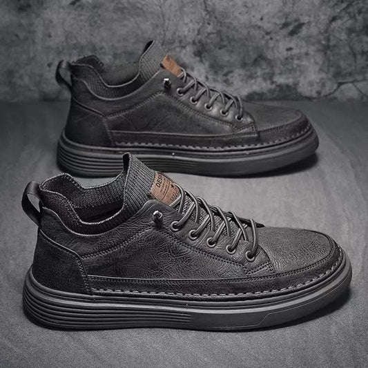 Men's spring leather shoes all-match work non-slip wear-resistant breathable British shoes sports casual sneakers safty shoes