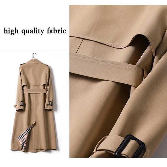 Women's Mid-length Windbreaker Spring and Autumn Plus Size British Style Coat Over The Knee Coat