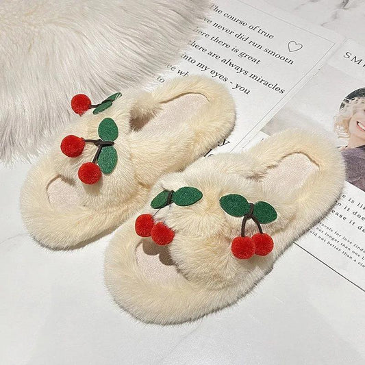 Autumn and Winter Women's Cotton Slippers Plush Slippers Fashionable Outside Wear All-match Flat-soled Flat Shoes