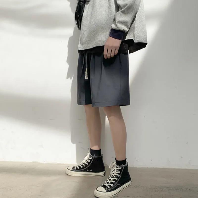 Summer Men's Black Ice Silk Quick-drying Suit Shorts Loose Five-point Pants Casual Pants