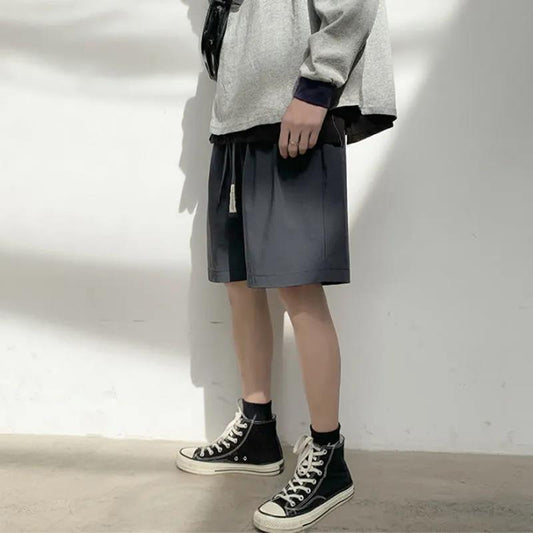 Summer Men's Black Ice Silk Quick-drying Suit Shorts Loose Five-point Pants Casual Pants