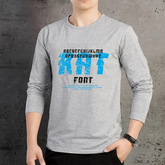 Autumn Long-sleeved T-shirt Round Neck Plus Size Bottoming Shirt Loose Fashion Pullover Suitable for Young Men