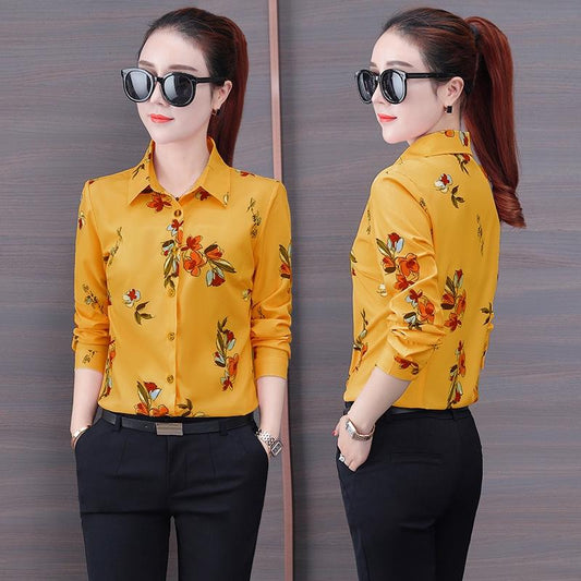 Women Casual Floral Shirt Korean Fashion Long Sleeve Top Women Casual Floral Shirt Korean Fashion Long Sleeve Top