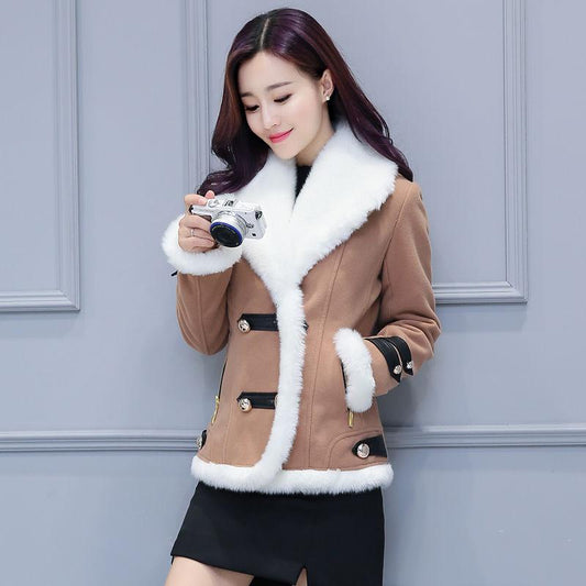 Autumn and Winter New Style Short Lamb Wool Coat Women's Corduroy Cotton-padded Coat Padded Coat Padded Coat