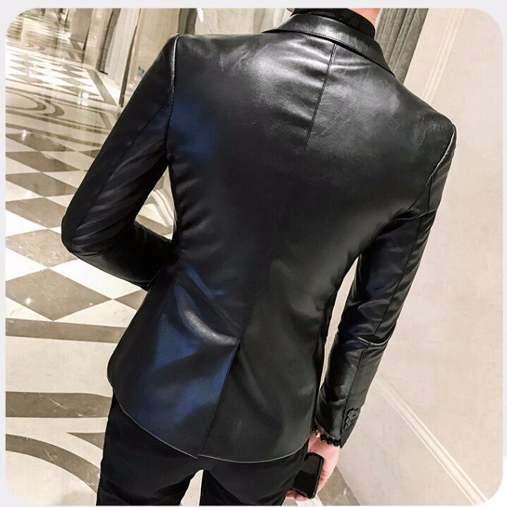 Fashionable Urban Men's Leather Jacket Autumn and Winter Fashion Trend Slim Plus Velvet Warm Sheepskin Jacket