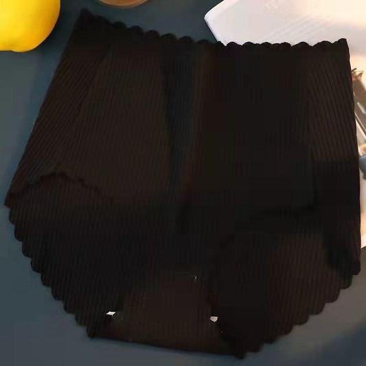3PCS Women's High Waist Panties Antibacterial Traceless Plus Size Abdominal Suction Hip Lift Sexy Comfortable Lotus Lace Triangle Underwear Briefs