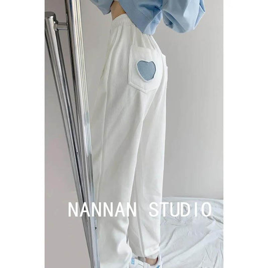 Love Label Drawstring Drawstring Pants Women Thick Loose Casual Sports Pants High Waist Straight Leg Pants Ins Tide