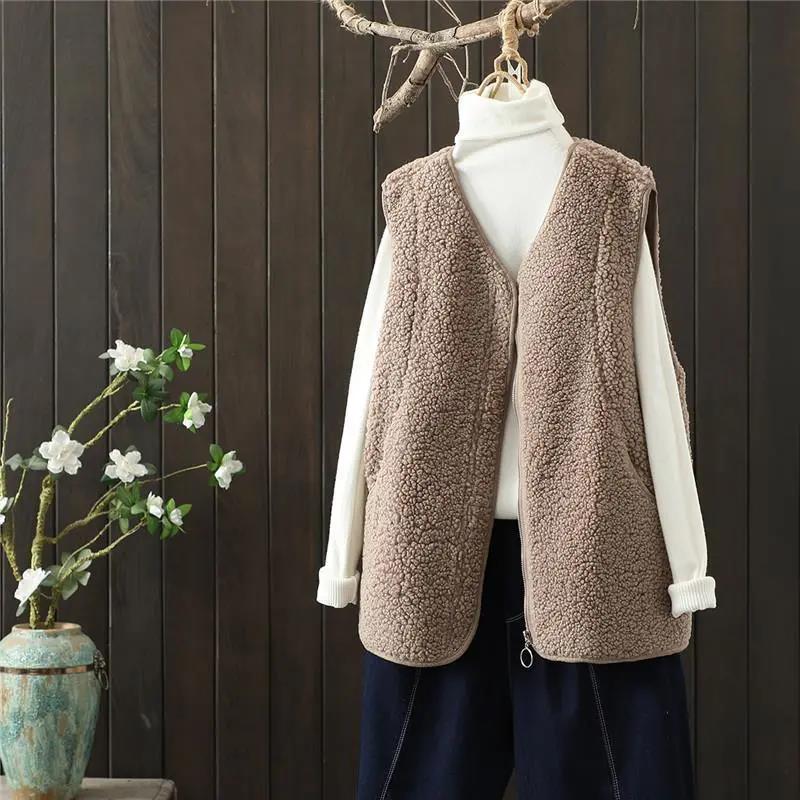 2021Spring Autumn Korean Style Women's Vest Jacket Outer Wear Waistcoat Vest Loose Solid Color Vest Tops