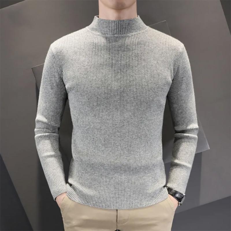 Men's Half Turtleneck Sweater Men's Thick Autumn and Winter Slim Sweater Casual Pullover Knitted Sweater