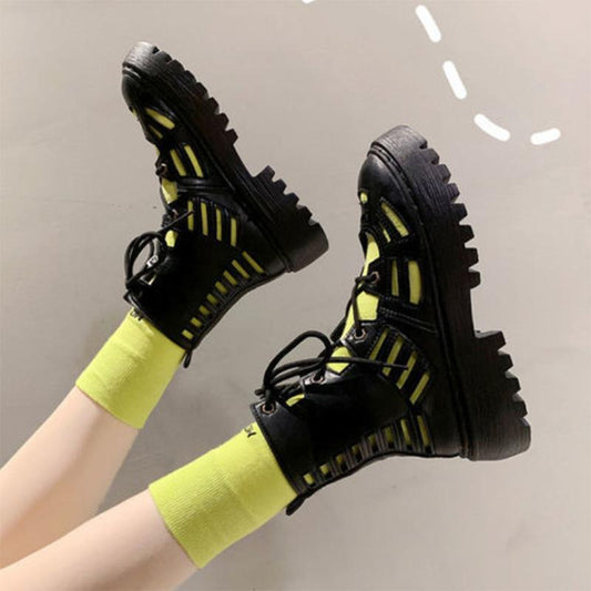Net Red British Style Hollowed Out Increased Martin Boots Women's Summer Thin Short Boots Trendy All-match Breathable Sandals