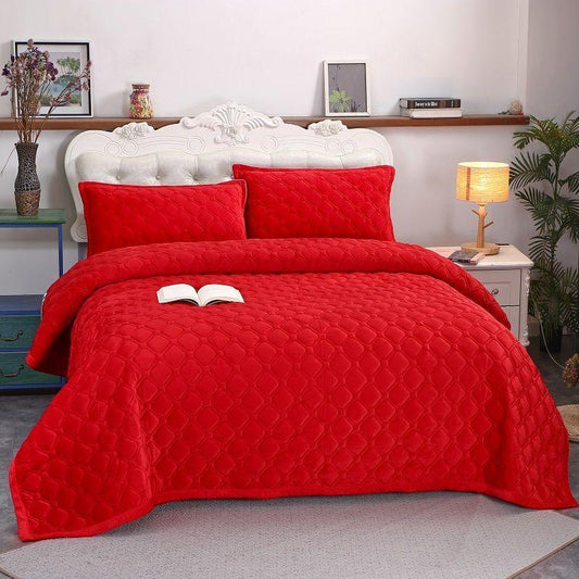 3pcs/set Crystal Velvet European-style Bed Sheet Simple Blanket Large Non-slip Simmons Protective Cover