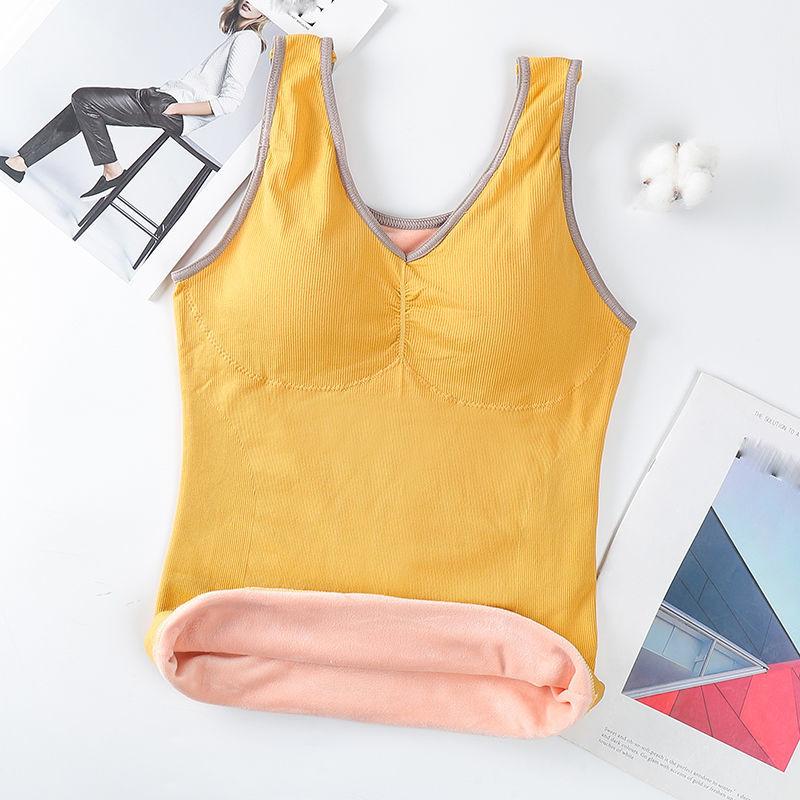 Warm Vest Underwear Women Plus Velvet Thickening with Chest Pad Tight-fitting Inner Wear with Chest Support Sexy Sleeveless Bottoming Shirt