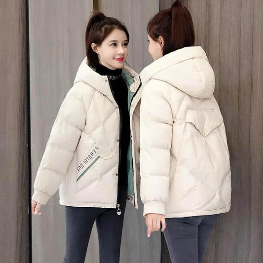 Cotton-padded Jacket Women's Winter Loose Hooded Regular Print Cotton-padded Jacket Women's Jacket