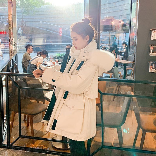 Tooling Down Jacket Women's Mid-length and Short-length Thickened Waistband Overcoming Coat