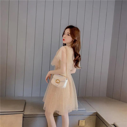 Summer New Fashion Temperament Niche Dress Super Fairy Star Net Gauze Skirt Western Style Two-piece Dress