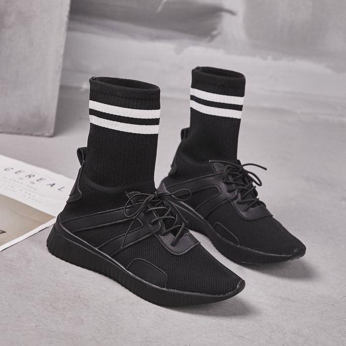 Ins Super Fire Shoes Female 2019 Autumn Elastic Socks Shoes Breathable High-top Long Boots