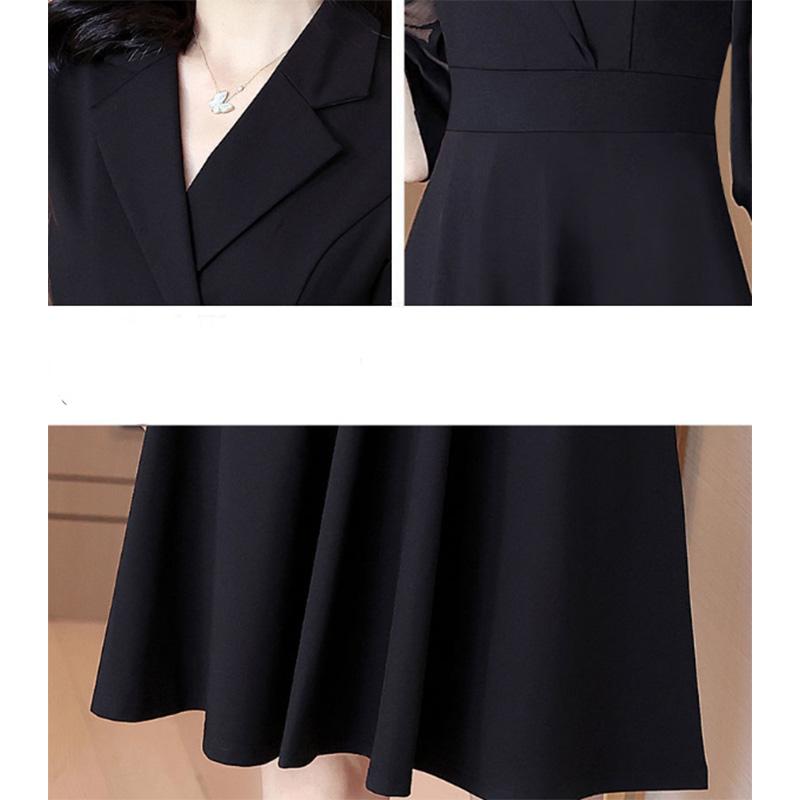 Dress Women's V-neck Hem Irregular Waist and Thin Temperament Black Package Hip Skirt One-step Skirt