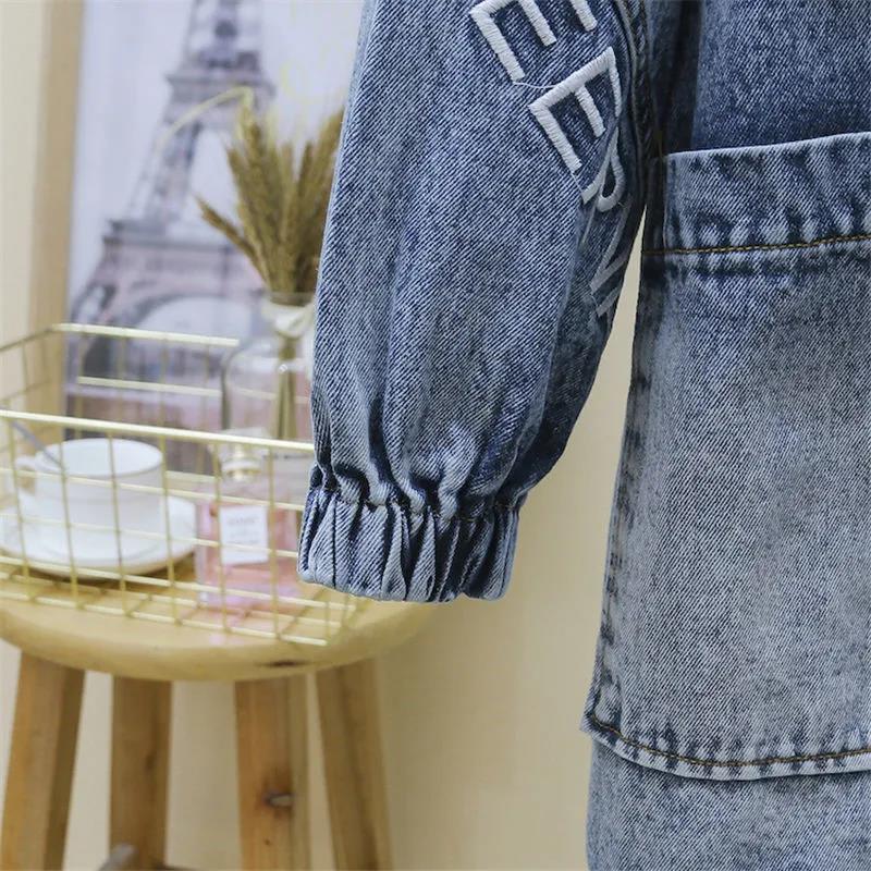 Mid-length Denim Jacket Women Loose All-match Large Size Loose Hooded Casual Denim Jacket Ladies Long-sleeved Jacket