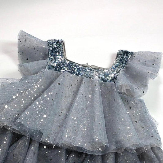 Girls Princess Dress Cake Skirt Girl Baby Dress Children's Skirt Banquet Children's Clothing Girls Tufted Summer Cute Sequin Dress