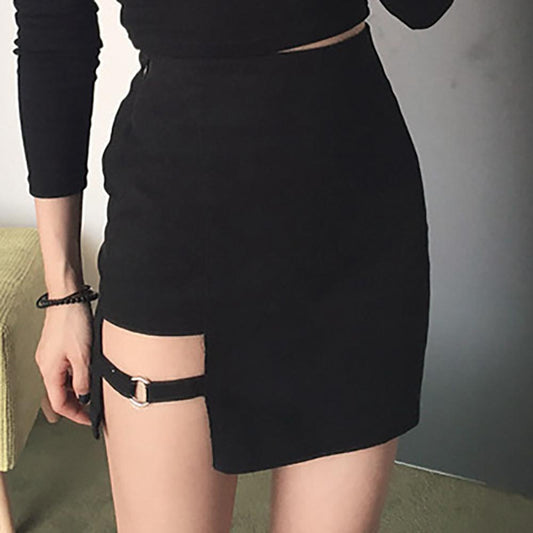 Women's Summer Cotton Pencil Bandage Skirt Large Size Mini Bodycon Short Skirt High Waist Black Streetwear Party Skirt