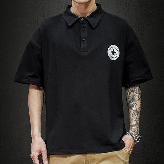 Short-sleeved T-shirt Male Ins Tide Brand Summer Wild Lapel Shirt Loose Youth
