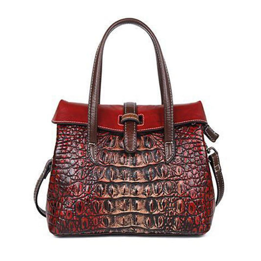 Handbag Female Bag Head Layer Cowhide Crocodile Pattern Handmade Retro One-shoulder Messenger Leather Retro Female Bag