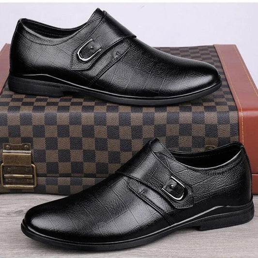 Spring and Autumn Business Casual Leather Shoes Men's Lightweight Wear-resistant Slip-on Shoes Formal Wedding Leather Shoes